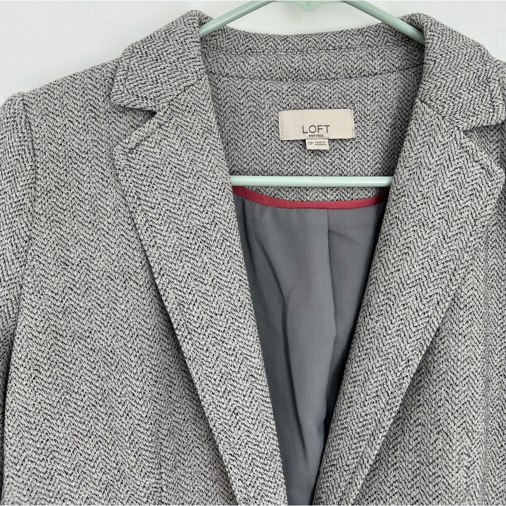 Loft 0P Gray Herringbone Blazer - Picture 3 of 7